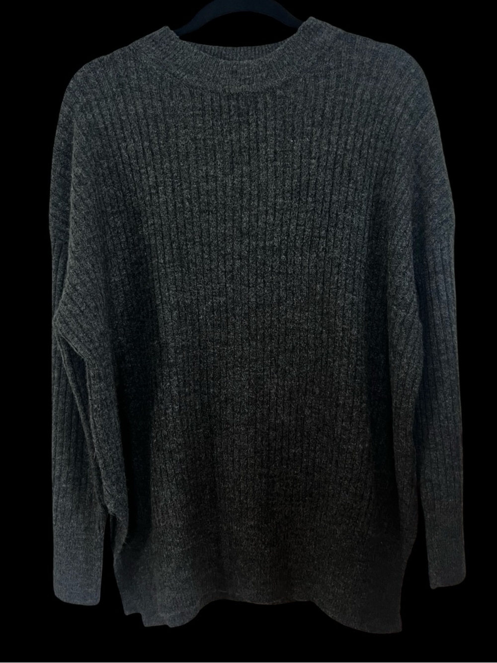 H&M Dark Charcoal Ribbed Crewneck Sweater